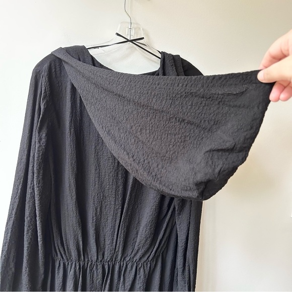 Zara black hooded tie front viscose duster - Picture 7 of 11